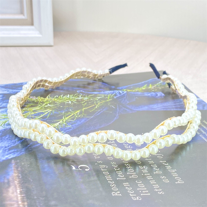 Retro chica perla diadema simple todo partido diadema Mori horquilla pelo presionando accesorios para el cabello mujer Corea del Sur Internet celebridad headwear