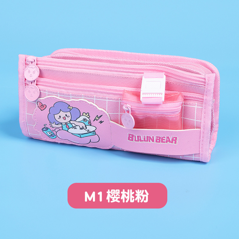 Caja de lápices estudiante 2023 nueva caja de papelería caja de lápices simple bolsa de papelería para niños caja de lápices multicapa de alto aspecto