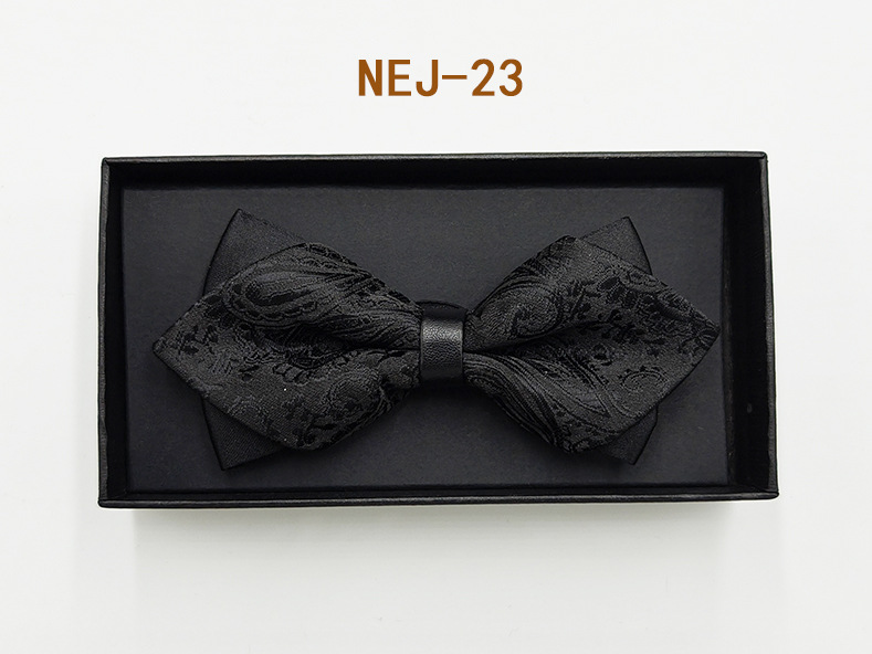 Pajarita negra de color sólido para hombre Boda británica Boda novio padrino traje camisa arco caja de regalo embalaje