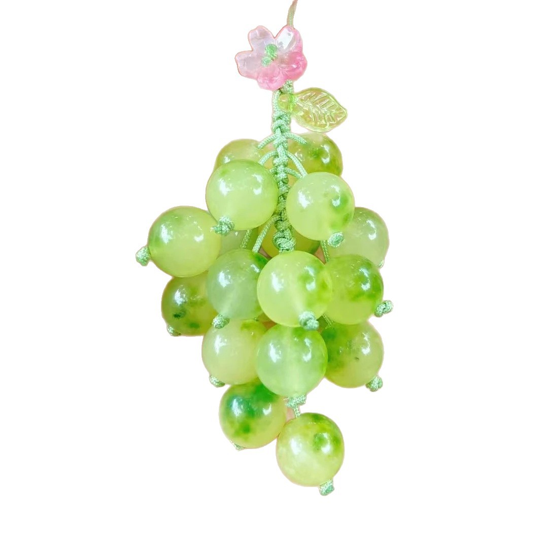 Forest Green Grape Bead Keychain Bag Pendant For Women_voghion.com
