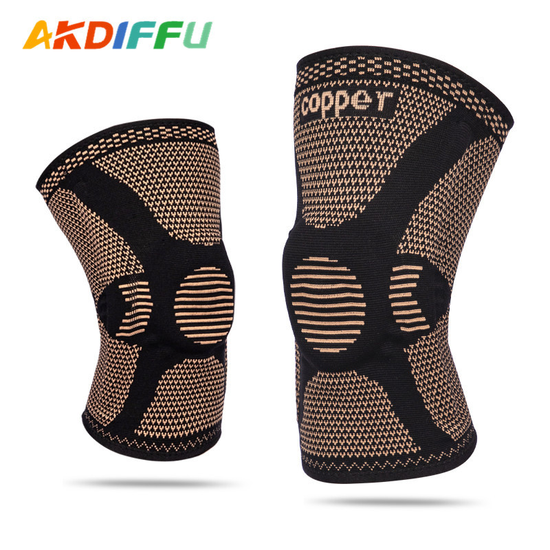 Fibra de cobre transfronteriza de nylon de punto rodillera de silicona kneepad no es fácil de deslizar primavera soporte de silicona kneepad de cobre ion