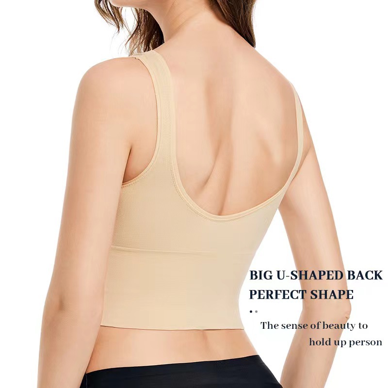 Transfronterizos de engordamiento y edición ampliada sin anillo de acero deportes belleza de espalda ropa interior europea y americana correr yoga acondicionamiento físico chaleco tipo sostén de mujer