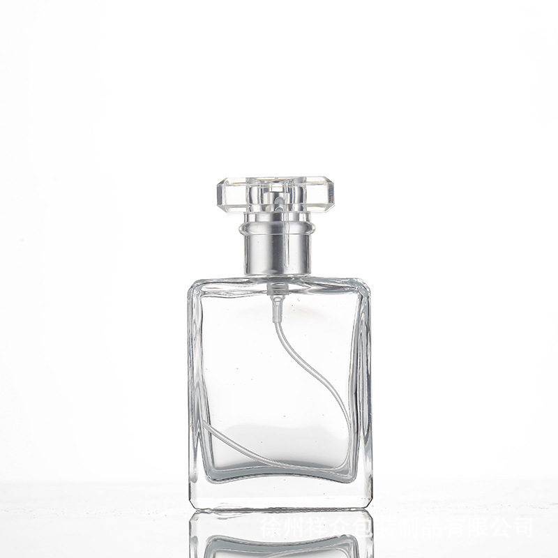 Bayoneta de alta gama dividida en botellas para presionar botellas de perfume en aerosol botellas de vidrio cuadradas planas botellas vacías simples retro 50ml 100ml image 7