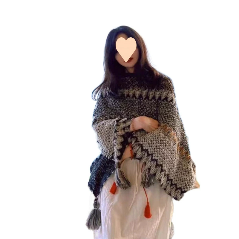Ethnic trench coat, cloak from Yunnan province, scarf
