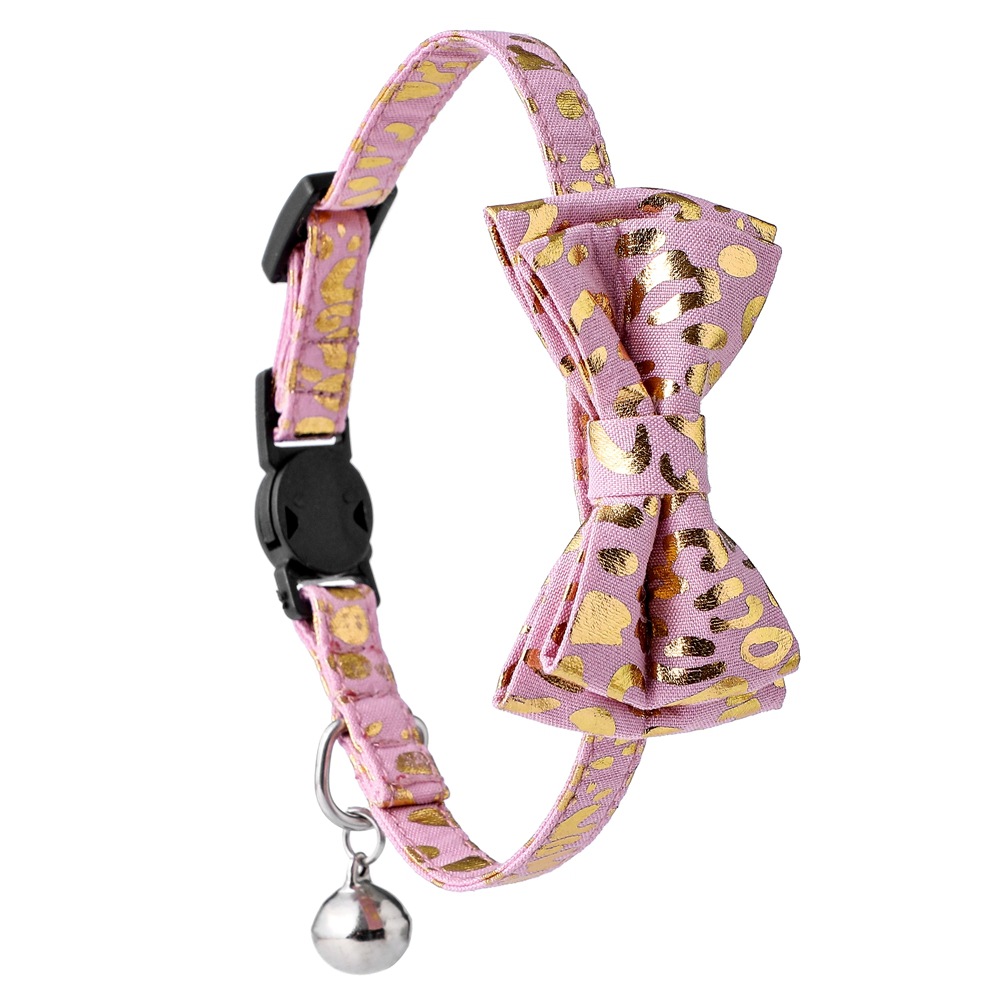 Nuevo estampado transfronterizo estampado leopardo punto arco de doble capa desmontable collar de seguridad para mascotas