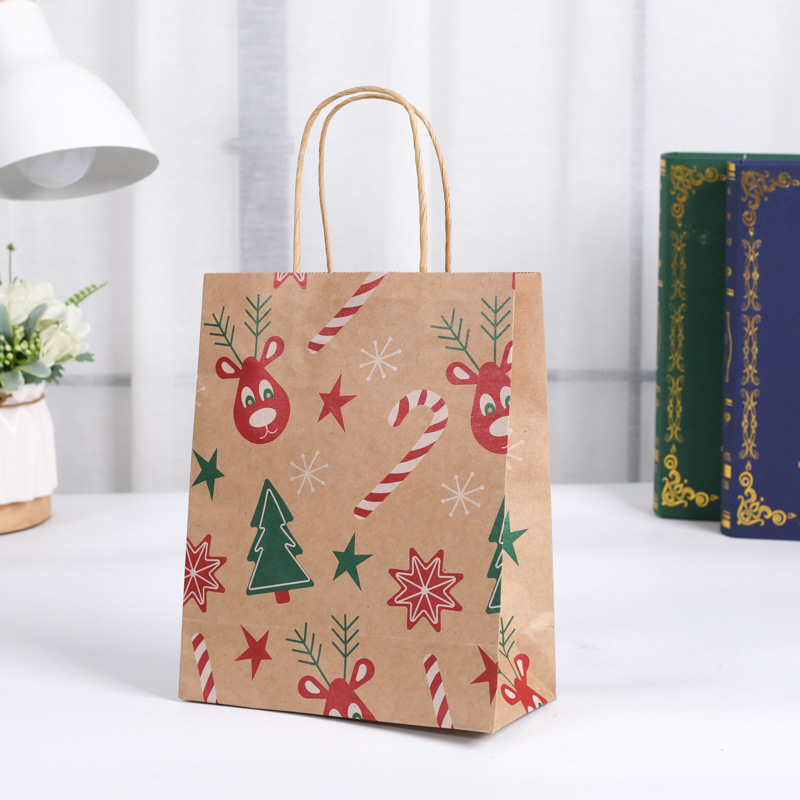 クロスボーダークリスマス手提げ袋クラフト紙袋包装クリスマスイブパーティープレゼントキャンディギフトバッグ印刷ロゴ|undefined
