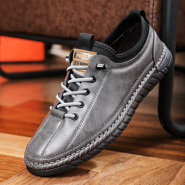 Giày lười nam da PU mềm đế bệt kiểu mới phong cách casual — Màu xám (có thể liên hệ với khách hàng để xem chi tiết), màu nâu, đen