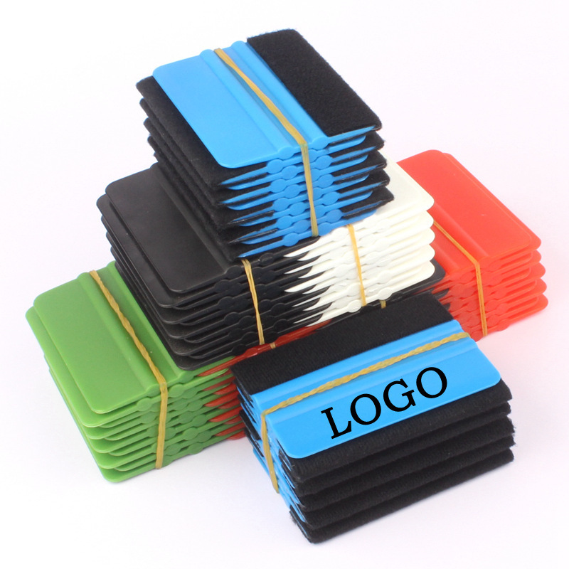 新款优质蓝塑料小刮板带布软防刮花汽车身改色膜玻璃贴膜工具贴纸