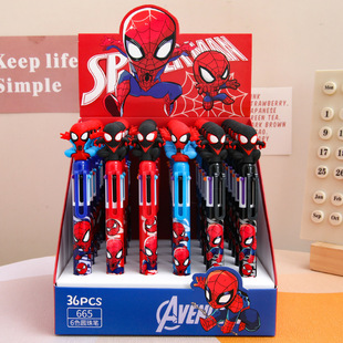 Cross-border spider man six-color pen hero multicolor pen ballpoint pen cartoon student hand account pen stationery wholesale