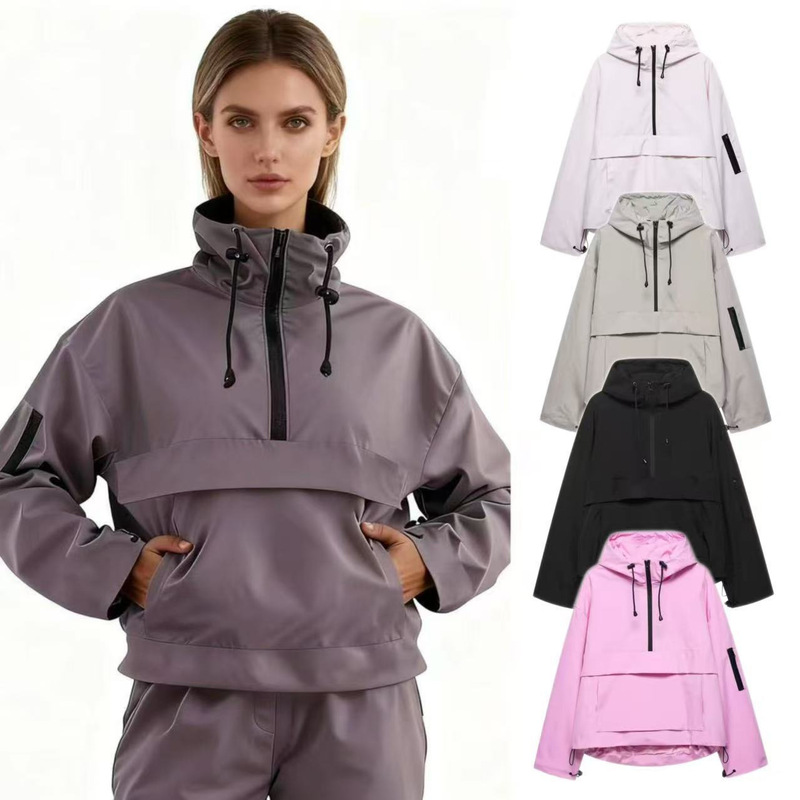 Za Aliexpress Cross-Border European and American Style Women's Clothing Wholesale Casual Sports Style Hooded Jacket Top Jacket