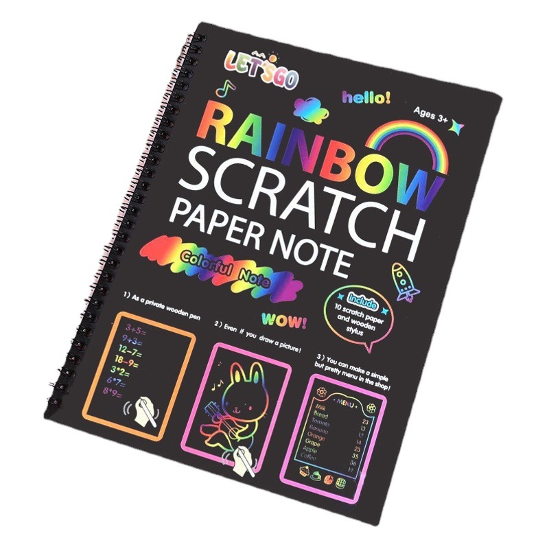 European and American Kidsren's Colorful DIY Scratch-Off Book Art White Cardboard Scratch-Off Painting Fun Creative Graffiti Scratch-Off Paper in Stock
