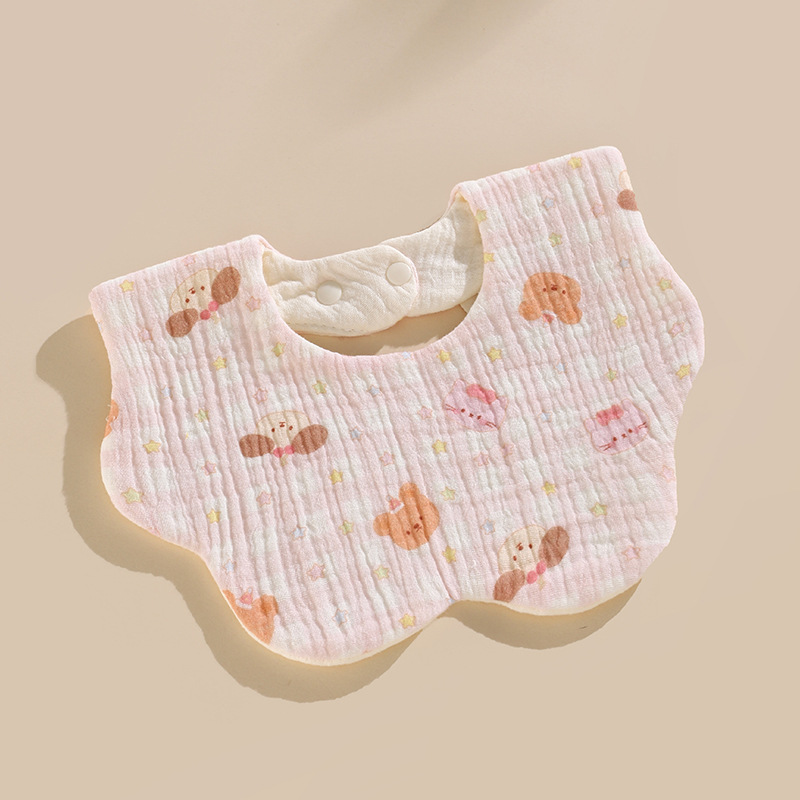 Babero para bebé tipo a babero redondo de seis capas para niños dibujos animados recién nacido algodón puro primavera y verano