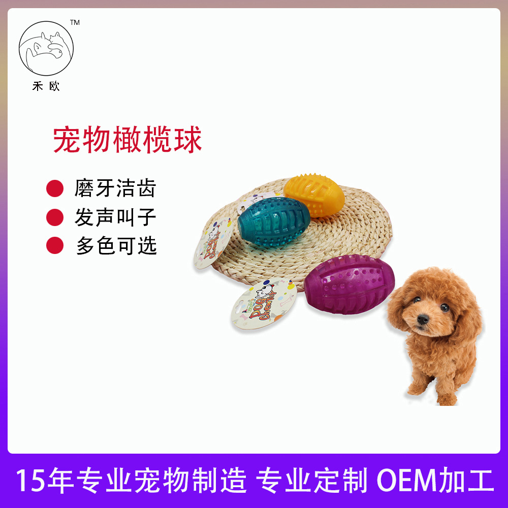 Factory Direct Sales Squeaky Bb Pet Toy Chewable Dog Rugby Ball for Medium and Large Dogs, Durable and Wear-Resistant
