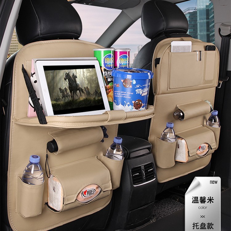 Asiento trasero del coche de cuero bolsa de almacenamiento Mesa de comedor de cuero bolsa de almacenamiento de coche