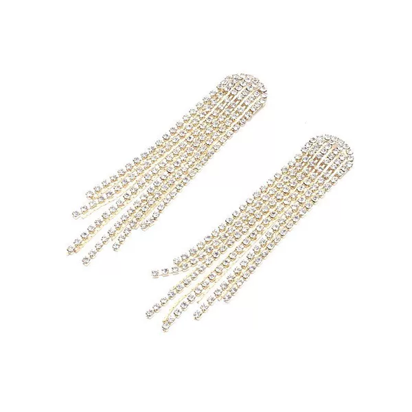 New tassel earrings for women, a popular and best-selling item on AliExpress, featuring metal tassels, European and American style, and wholesale options with diamond embellishments