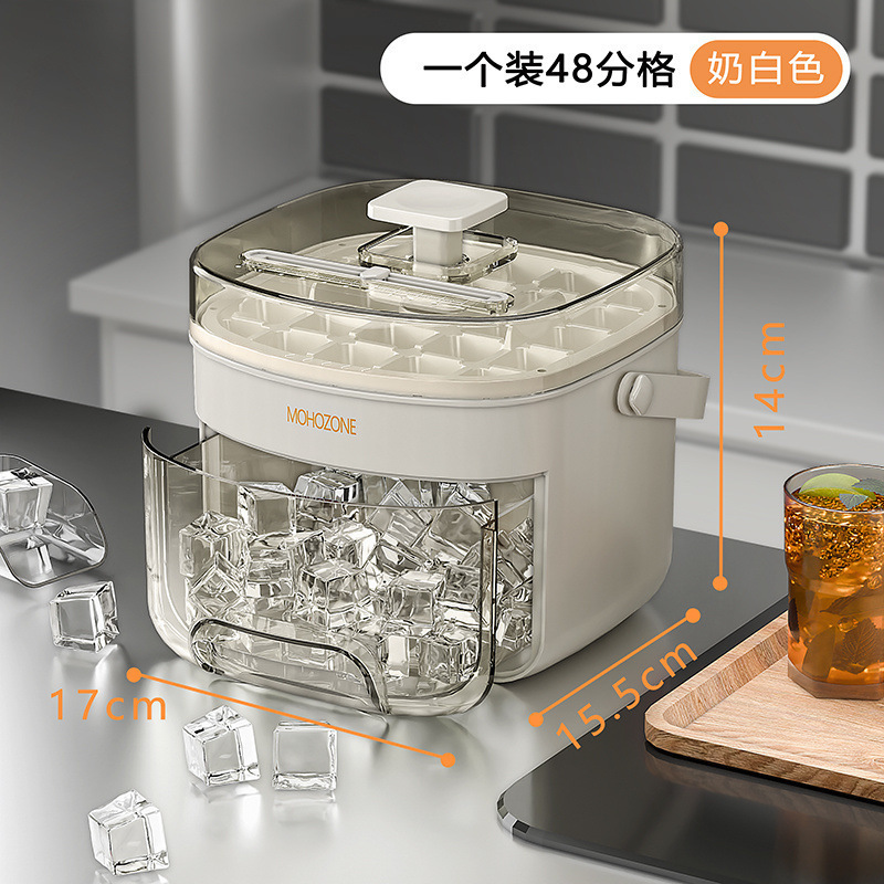 卸売製氷皿型バケツプッシュ式アイスキューブ型冷蔵庫冷凍アイスキューブ食品収納ボックス|undefined