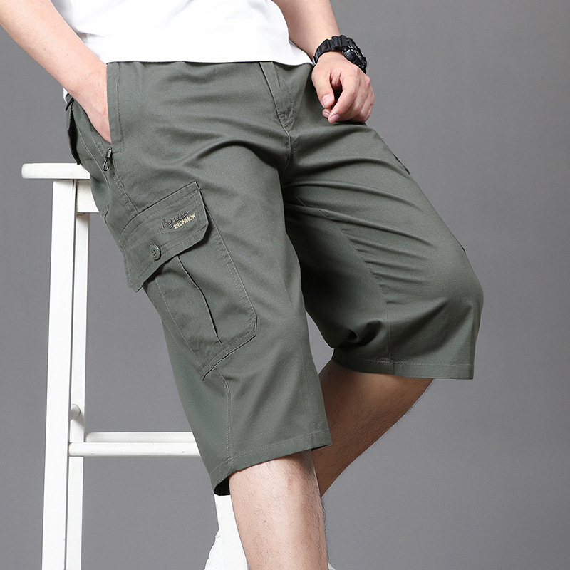 New Middle-aged Pants Casual Capri Pants Men's Middle-aged and Elderly Cotton Pants 7-point Elasticated Pants Cotton Mid-length Pants for Hair
