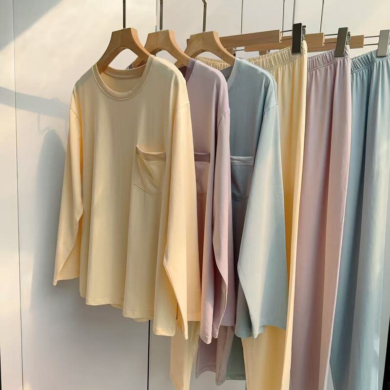 Soft and Breathable Cloud-Like Spring Color-Blocking Girl's Loungewear Set 26 New Spring Style