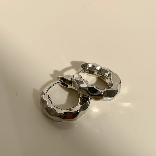 76#ear buckle-silver circle (real gold plating)