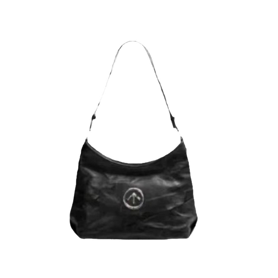 GROTT0 アロー バッグ ノンセクシュアリズム ブラックストーン ホーボー ベジタブルタンニン鞣し プリーツ加工 本革 多用途 ショルダー クロスボディ ソフトバッグ