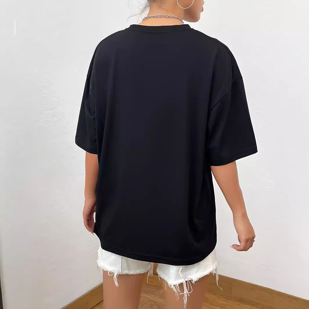 Dames t-shirt met korte mouwen en stijlvolle letterprint_voghion.com