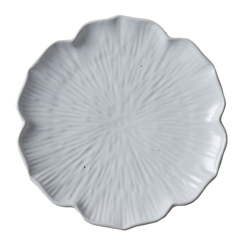 [Plato de encaje hecho a mano ~ retro y elegante] Plato de pasta en forma de flor de gres de estilo japonés plato de desayuno plato ligeramente defecto