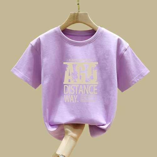 2374#2025 Summer New Baby Kids' Clothing Top 100% Cotton Boys' Girls' Short Sleeve T-Shirt Base Shirt Trendy