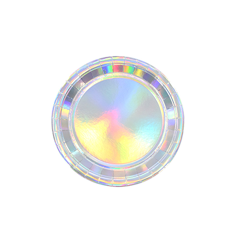 Platos de papel dorados y plateados de 7 y 9 pulgadas, platos para fiestas, platos para pasteles, artículos desechables para fiestas, vajilla, personalizables