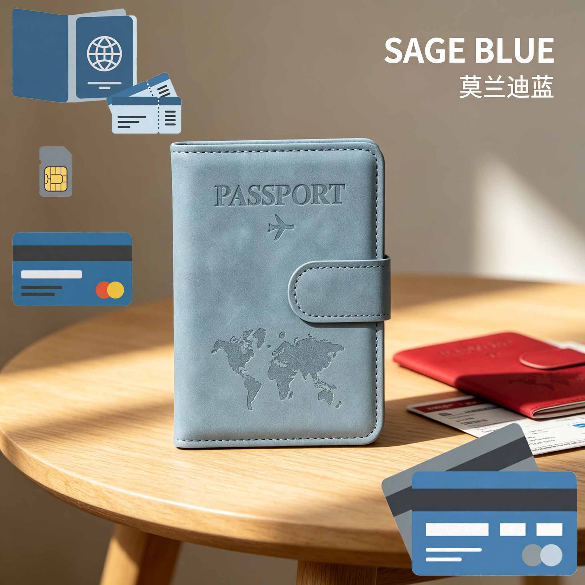 Passport Holder Multifunctional SIM Card Slot Matte PU