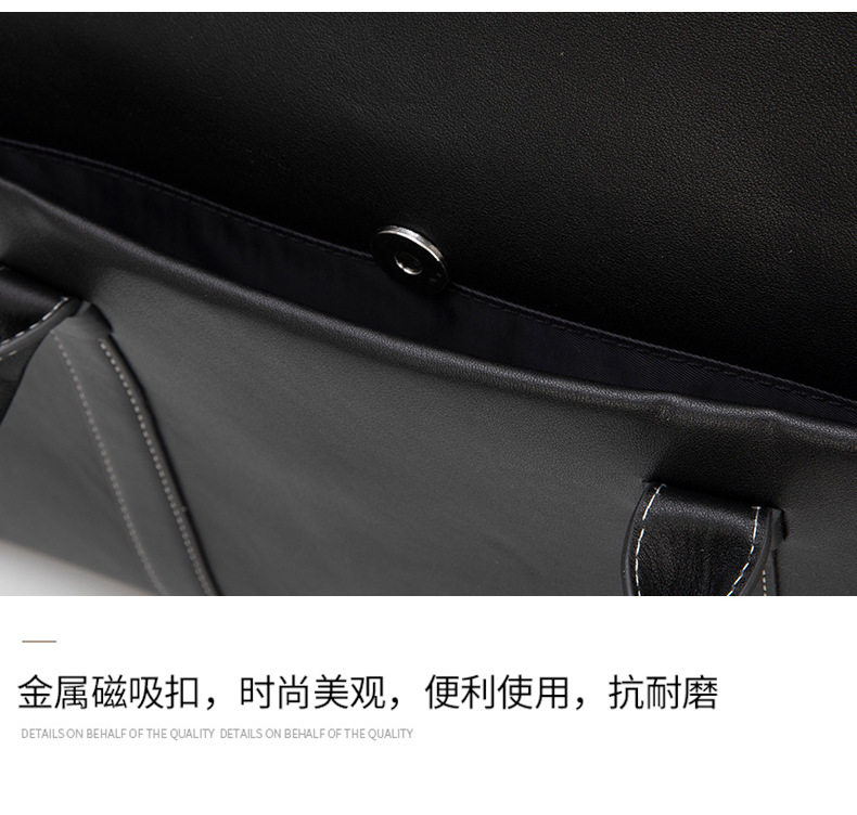 Túi xách tay nam da bò thật kiểu công sở đựng laptop 14 inch dung tích lớn 38×10×30 cm — Da thuộc thực vật màu đen chi tiết 19