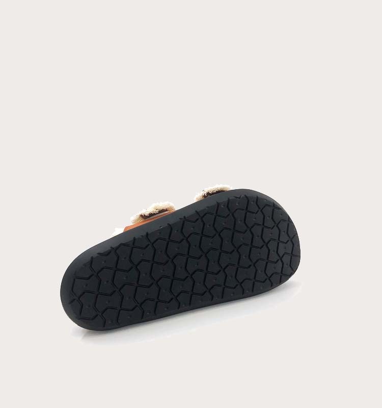 [Garoa] Thick soled retro niche fringed slippers, women's outerwear, belt buckles, versatile one-line sandals, women's shoes, trendy_voghion.com