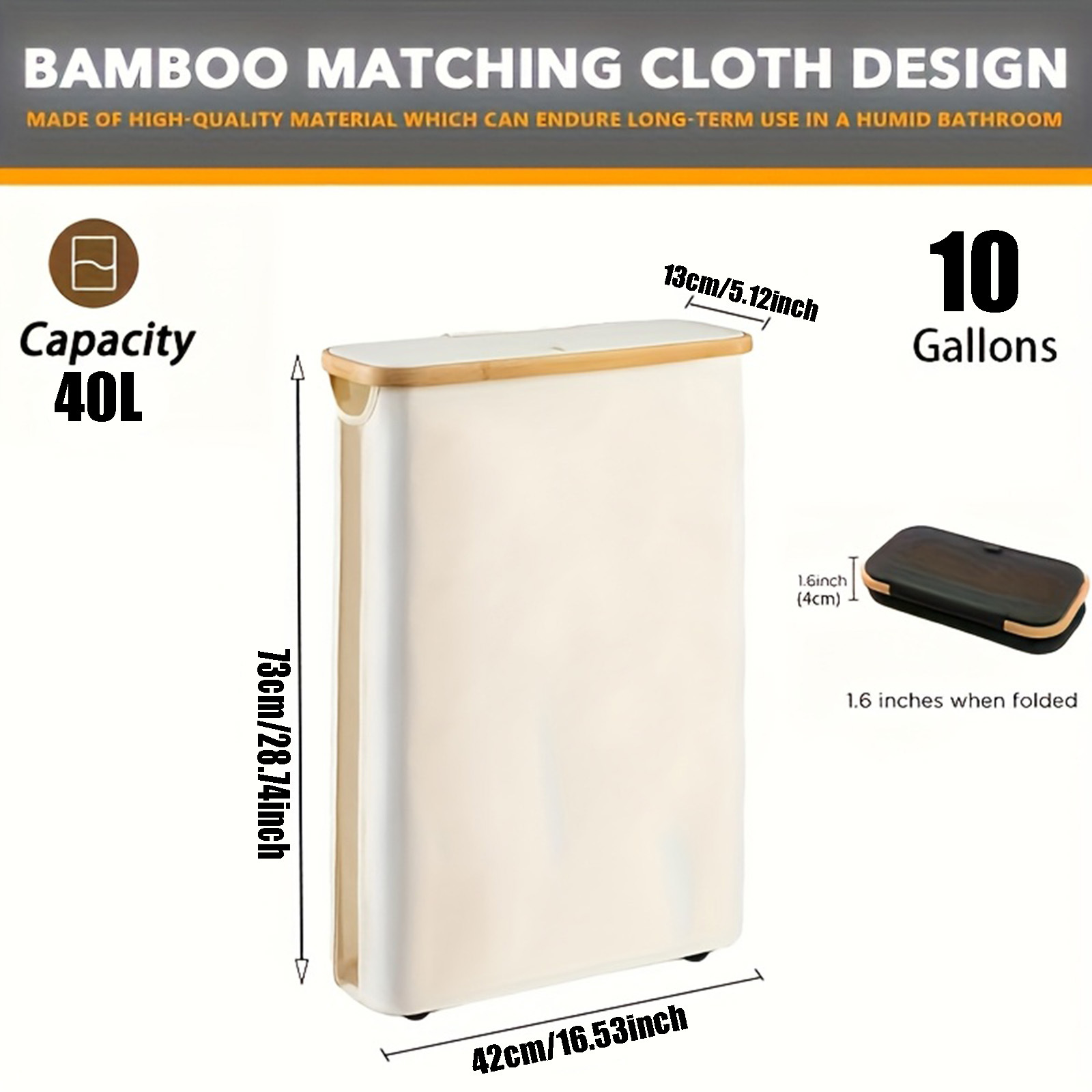 Cesta de ropa sucia con cubierta plegable reciclada de bambú, canasta de almacenamiento de tela Oxford, hogar, bolsa interior, caja de botella, a prueba de polvo