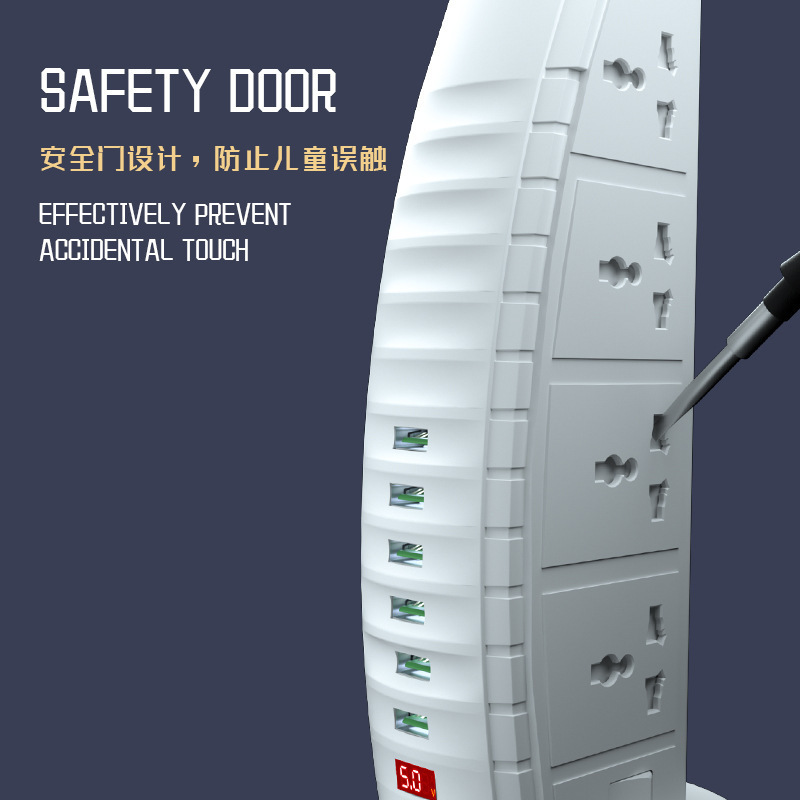 Socket de vela creativa 6USB vertical fila suministro transfronterizo escritorio oficina dormitorio multifunción con cable enchufe