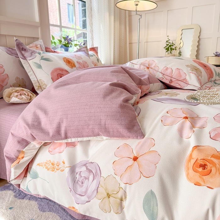 Nuevo 100% algodón de clase A algodón molido cuatro piezas de ropa de cama de cuatro estaciones gruesa dormitorio tres piezas de caja de regalo