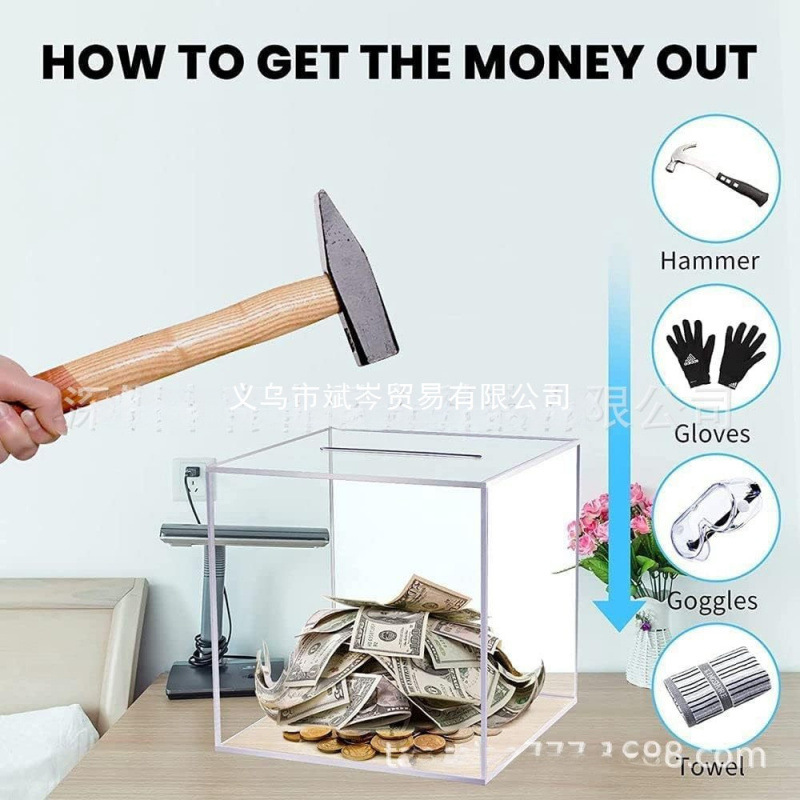 Unbreakable Piggy Bank Money Box Adults Money Saving Bank Transparent Acrylic Currency Bank Savings Coin Jar