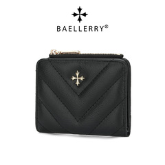 Baellerry New Wallet Women's Short Korean Style Cross Flower Zipper Coin Purse Fashion Quilted Card Holder Women