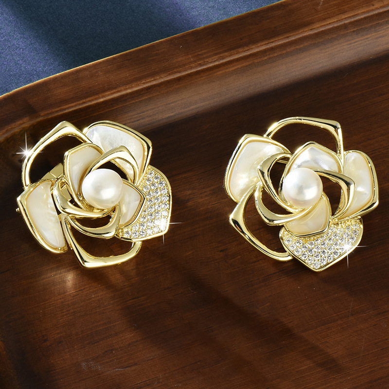 Perlenrosen Brosche Für Damen Elegante Blumen Anstecknadel_voghion.com