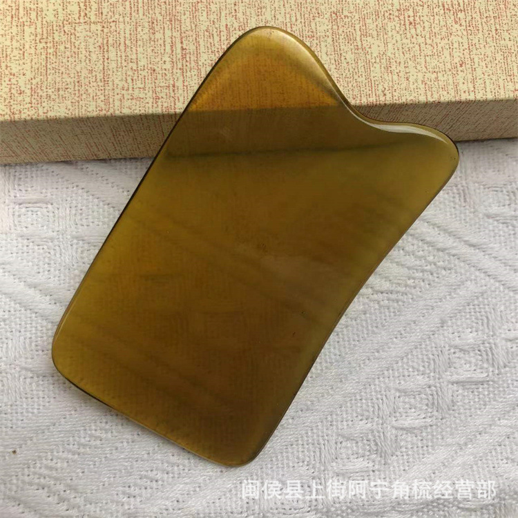 Natural Buffalo Horn Gua Sha Board 9.5cm Facial Body Scraping Massage Tool with Guasha Comb and Tendon Stick quality and texture