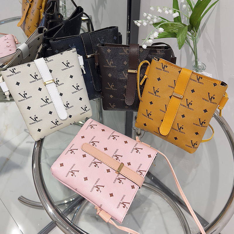 Bolso de cubo impreso 2023 bolso del teléfono del hombro de las muchachas bolso casual del todo-fósforo bolso del mensajero de las mujeres del estilo coreano