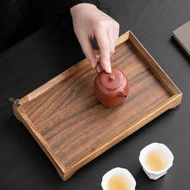 现代简约日式胡桃木托盘咖啡盘坚果点心盘沥水木质茶盘一件代发