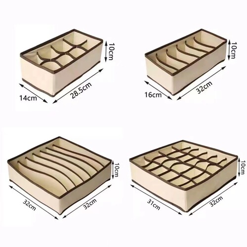 Cross-border Japanese-style home storage non-woven fabric four-piece set storage box fabric storage box bra and underwear organizer