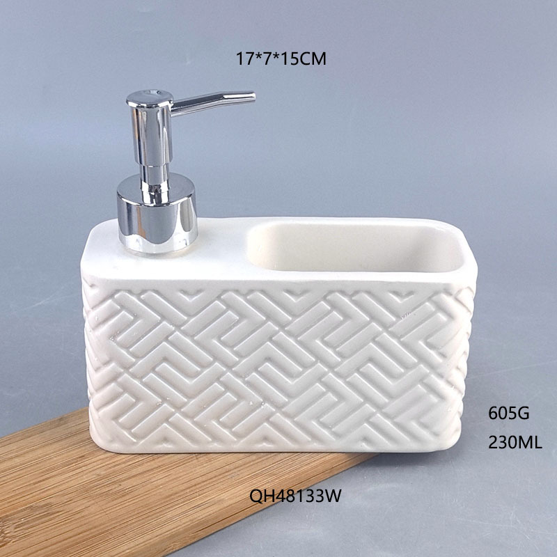 Taza de enjuague bucal de mármol Juego de baño Botella de prensa de cerámica Juego para el hogar Juego de tres piezas de almacenamiento de baño de hotel