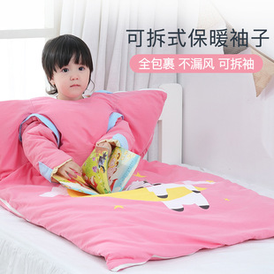2025 New Style Pure Cotton Washed Cotton Kidsren's Cartoon Cute Spring Autumn Winter Anti-Kick Sleeping Bag Spring Pure Cotton Anti-Kick Quilt