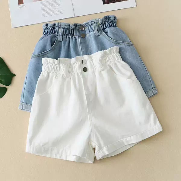 Girls' Denim Shorts for Outerwear 2026 New Style Children's White Casual Pants for Older Kids Summer Hot Pants Thin Summer Style