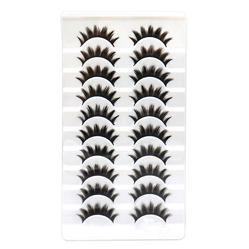 Tres ramas de color demonio 10 pares de pestañas falsas gruesas Barbie caricatura toda una pieza de soporte duro doble párpado