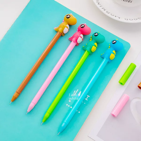 Creative Cute Colorful Little Dinosaur Gel Pen Black 0.38 Water-Based Pen Student Gel Pen Stationery Wholesale Manufacturer