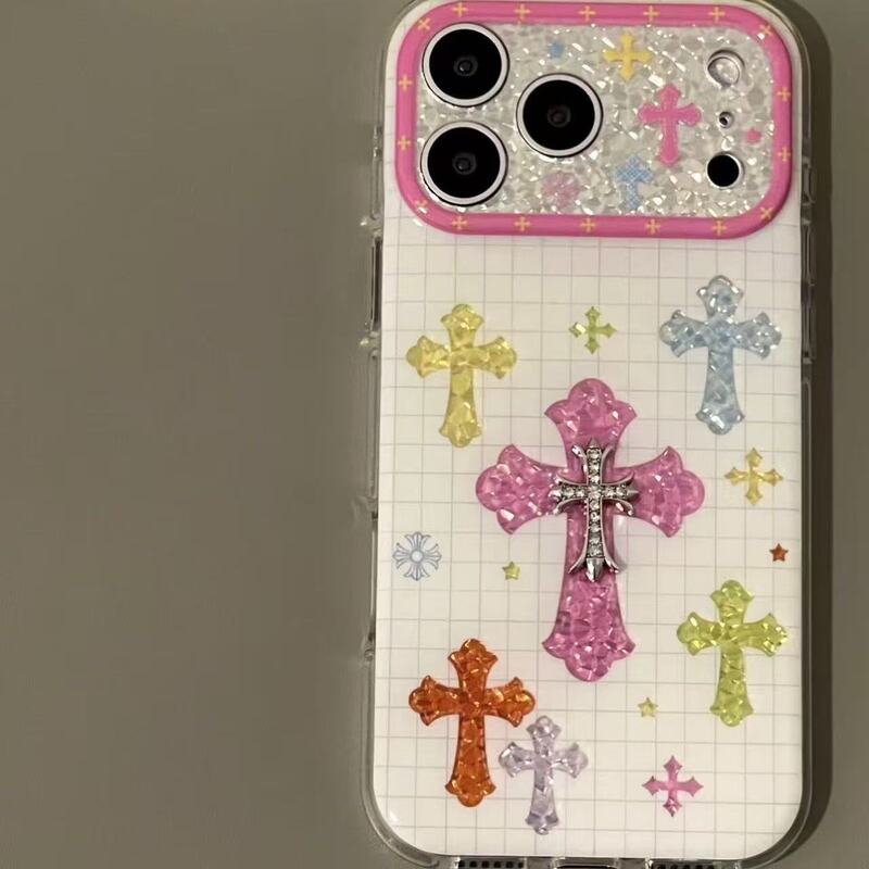 Atmospheric Colorful Sequin Cross Case Suitable for Apple Iphone, Shockproof, Dual-Layer, Waterproof, for 16-Year-Old Girls Atmospheric Colorful Sequin Cross Case Suitable for Apple Iphone, Shockproof, Dual-Layer, Waterproof, for 16-Year-Old Girls