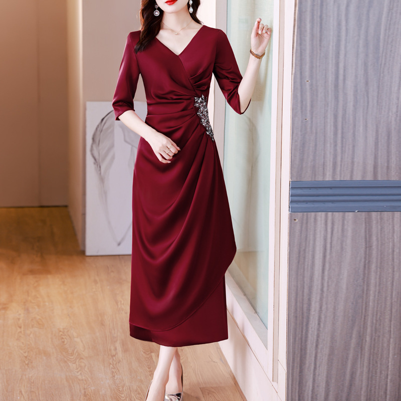 2023 new wedding dress female banquet socialite temperament high-end party fashion Western style wedding banquet mom dress dress