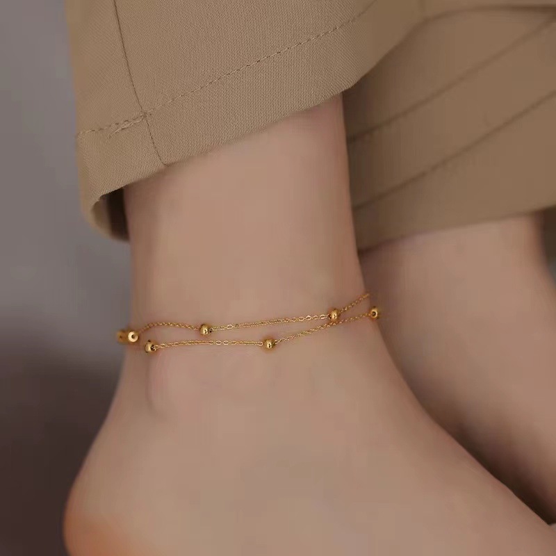 Simple Style Geometric Alloy Plating Anklet