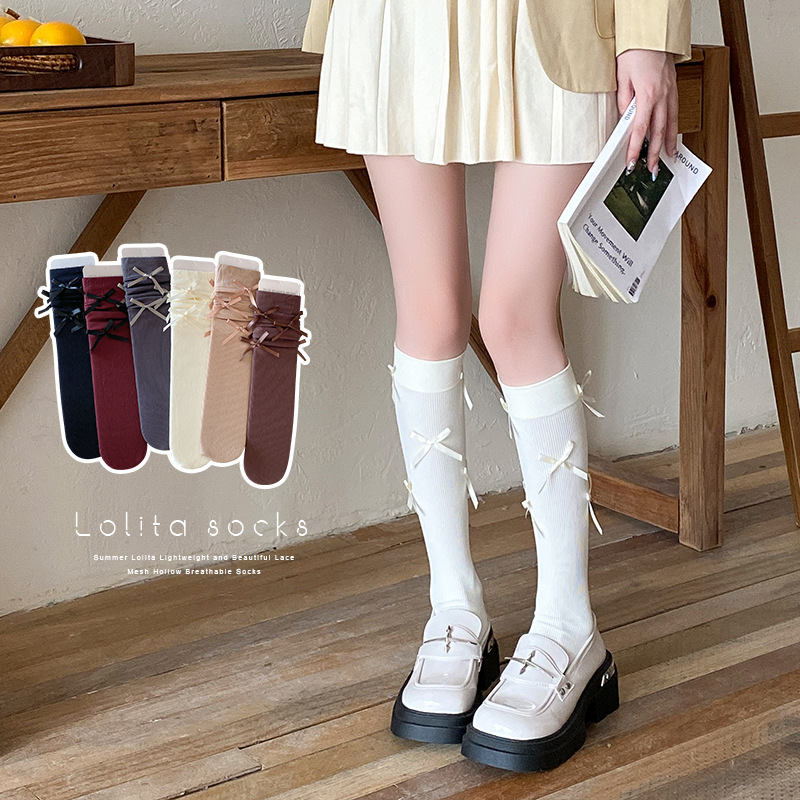 Calcetines de pantorrilla de ballet de primavera y otoño de terciopelo hasta la rodilla arco largo Lolita anchora calcetines de presión roja